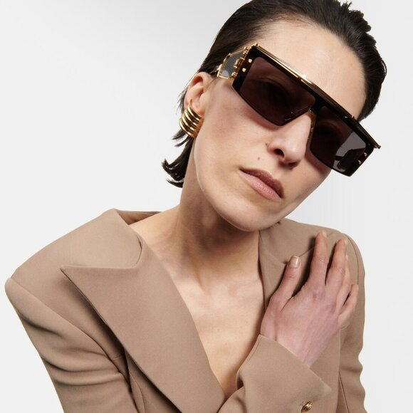 Balmain WONDER BOY-III BPS-127A Women BRAND NEW Sunglasses Titanium Gold Shield - Picture 13 of 14